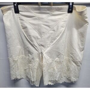 Underscore Womens 6X Control Briefs Panty Shaper Lace Trim Ivory Smooth